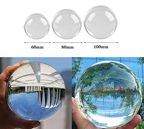 FD2LB1NVL Bola de Cristal 80 mm K9 Bola de Cristal Transparente Scrying para Meditar y Curación/de adivinación o fotógrafo de Bodas Decoración de Calidad/hogar/Oficina, Cristal, Transparente