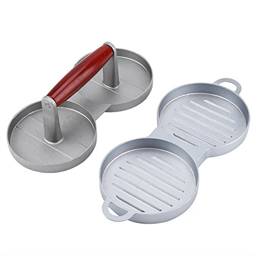 Fdit Antiadherente 2 Espacio Burger Aluminio Redondo Prensas Carne de Hamburguesa Molde Herramienta de Cocina de Metal Socialme-EU