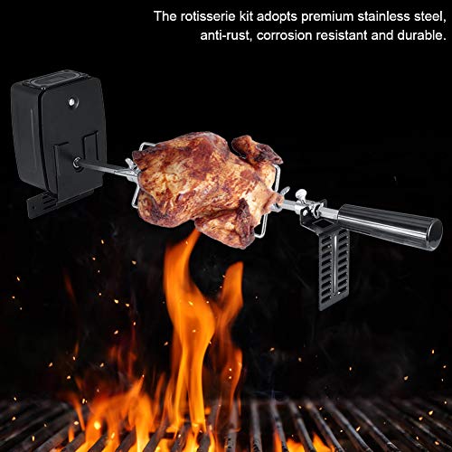 Fdit Kit de Asador Universal Parrilla Completo para Barbacoas de Carne de Acero Inoxidable con Barra Motor Eléctrico