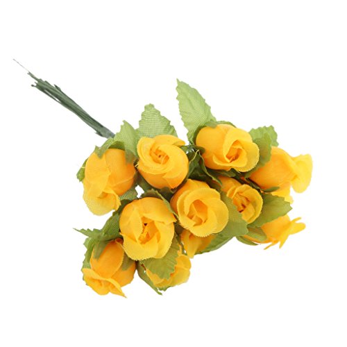 Fenteer 144 Unids Artificial Fake Rose Flor Tallo Granel Caja De Dulces Álbum DIY Pasta Craft - Naranja