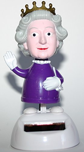 Figura de Reina Isabel II de Inglaterra, danza a energía solar