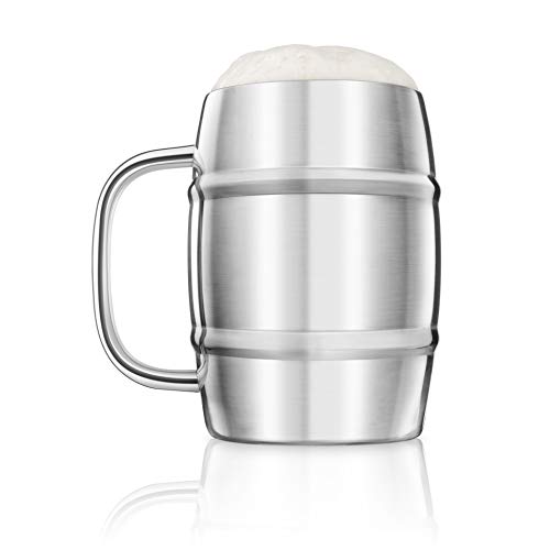 Final Touch acero inoxidable grande doble pared barril de cerveza taza jarra – 1 litro – fta1700