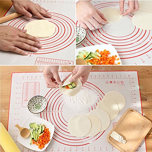 Fixget Rodillo Cocina Medidas, Rodillo Fondant Ajustable, Rodillo Reposteria Galletas Acero Inoxidable 44cm (A)