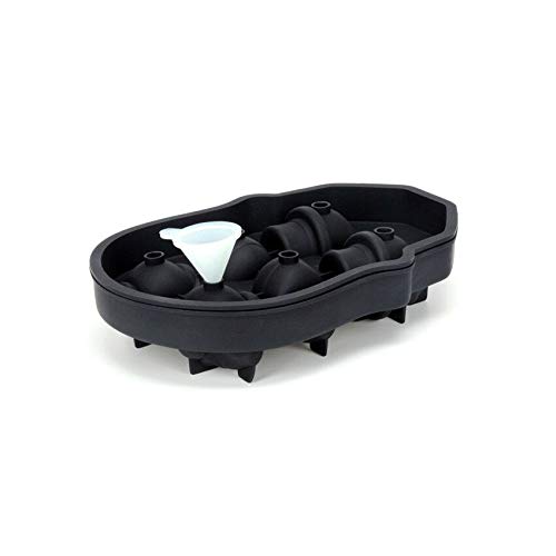 FLZONE Molde de la bandeja del cubo de hielo del cráneo 3D, fabricador de cubitos de hielo de silicona flexible de grado alimenticio para Cocktails, Whisky, Licor y otras Bebidas（Con embudo)