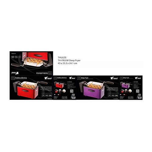 Freidora electrica 3,50 lts Thulos Aceite Freidora Acero Rojo 2000W 3,5 litros