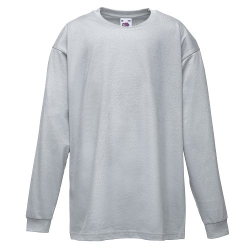 Fruit of the Loom- Camiseta de Manga Larga Valueweight para niños (Paquete de 2) (7-8) (Gris)