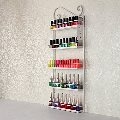 FullBerg - Estantería de metal para esmalte de uñas, diseño de corazón con 5 estantes de metal