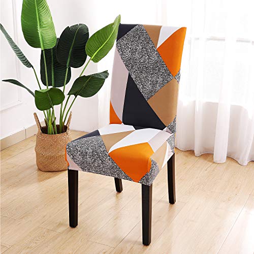 FUMEI Fundas de Sillas de Comedor, Elasticas y Lavables para Proteger Silla Modern Bouquet de la Boda, Hotel, Decor Restaurante (Plaza, Pack de 6)