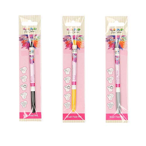Funcakes - Pack de 3 bolígrafos comestibles, (Negro, Oro, Gris)