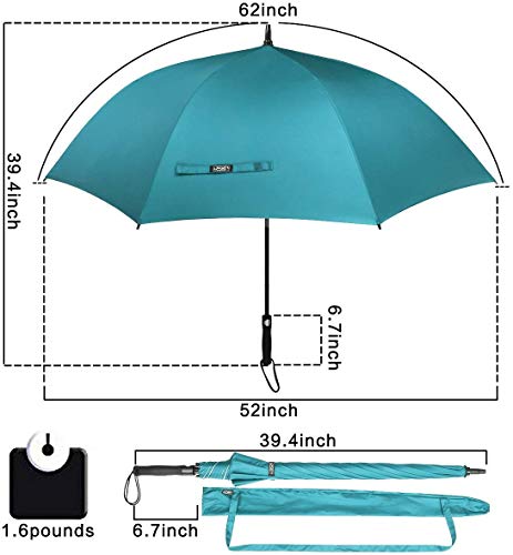 G4Free 62 Inch Sombrilla de Golf Recubrimiento de Plata Sombrilla de Protección Solar Toldo Grande a Prueba de Viento Paraguas Automático a Prueba de Viento para Hombres y Mujeres