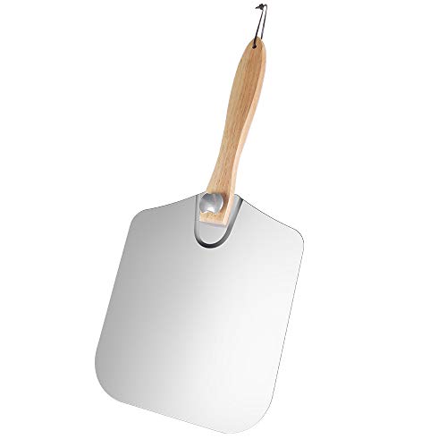 G.a HOMEFAVOR Pala para Pizza de Aluminio Pelador de Pizza Mango de Madera Plegable, 35.5 x 31.5 cm, 64 cm en Total, para Horno, Paleta para Pizza