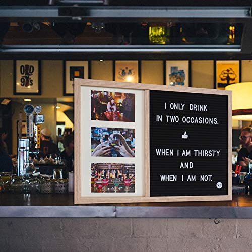 Gadgy ® Letter Board y Marcos de Foto en uno | Tamaño 52,2 x 37,7 x 2 cm | con 170 Letras, Símbolos y Números Blancas