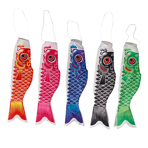 Gazechimp 5 Piezas Pescados Koinobori Calcetín de Viento Carpa Nobori Koi Decoración Colgante Bandera de Cometa