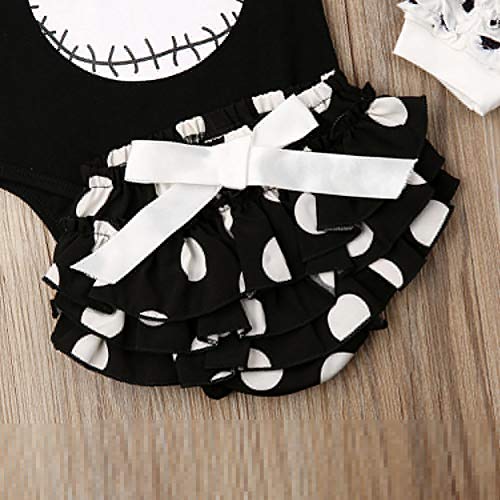 Geagodelia - Ropa para niña de Halloween con estampado de calavera para bebé + pantalones cortos + calentadores Negro 6-12 Meses
