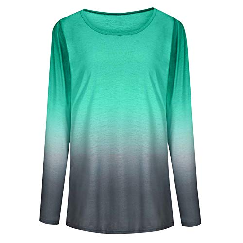 Generice - Camiseta de manga larga para mujer, diseño de degradado arcoíris Color de la foto-6 XL