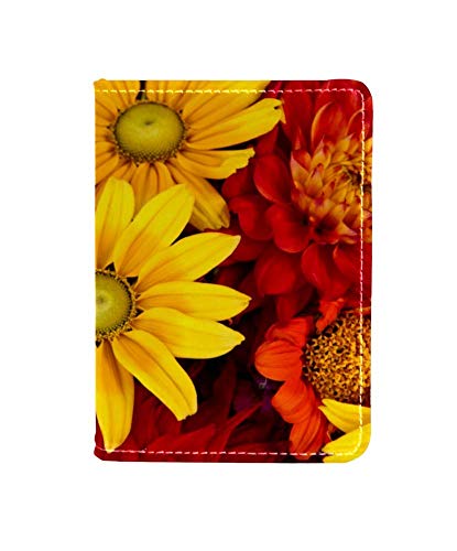 Gerbera otoño Flor Colorida Floral Cubierta del Soporte del Pasaporte Billetera, Tarjeta de Bloqueo RFID Estuche Protector Organizador de Pasaporte de Viaje