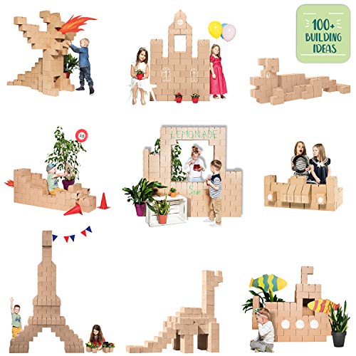 GIGI, Bloks Bloques de Construcción Gigantes de Cartón, Juegos de Construcción para Niños, 100 Piezas XXL, Kits de Ladrillos Para Grandes Construcciones Infantiles de Castillos y Torres Grandes, G1