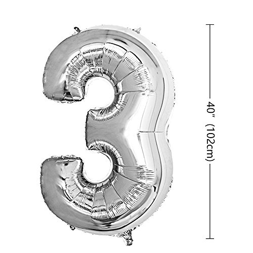 Globo 30 Años, Ouinne 40 Pulgadas Globo del Cumpleaños Número 30 Helio Globos para La Decoración Boda Aniversario (Plata)