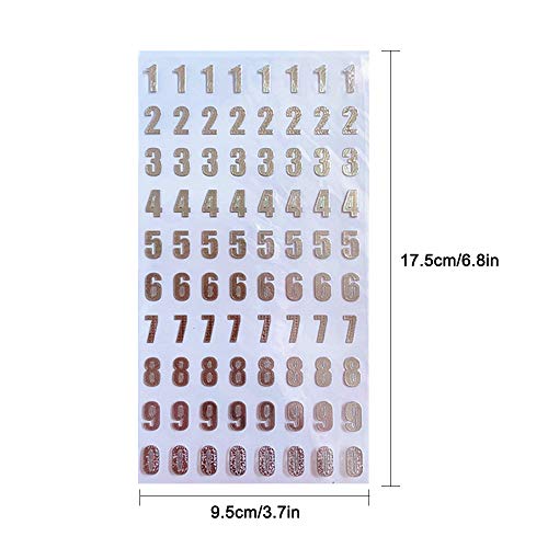 Gobesty Brillantina Pegatinas de letras, 12 hojas Alfabeto Adhesivo Número Adhesivo Adhesivo Alfabeto Calcomanías para Arte Decoración DIY, Oro y Plata