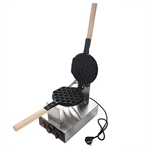 Gofrera Máquina de Pastel de Huevo Eléctrico Acero Inoxidable, Máquina Profesional para Hacer Gofre de Burbuja con Control de Temperatura Temporizador Placas de Antiadherentes, Enchufe de UE 220V