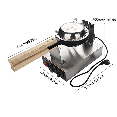 Gofrera Máquina de Pastel de Huevo Eléctrico Acero Inoxidable, Máquina Profesional para Hacer Gofre de Burbuja con Control de Temperatura Temporizador Placas de Antiadherentes, Enchufe de UE 220V
