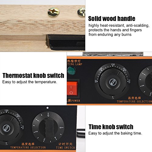 Gofrera Máquina de Pastel de Huevo Eléctrico Acero Inoxidable, Máquina Profesional para Hacer Gofre de Burbuja con Control de Temperatura Temporizador Placas de Antiadherentes, Enchufe de UE 220V