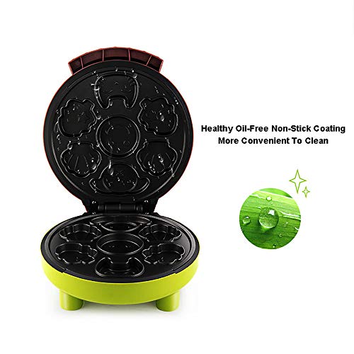 Gofres Maquina, Waffle Maker Mini, Maquina De Hacer Muffins Cupcakes De Dibujos Animados EléCtrica, 1000W, MáQuina De Desayuno,Green