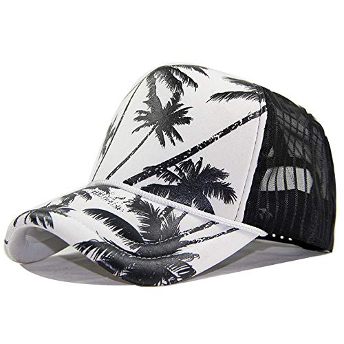 Gorra de béisbol Respirable del Verano del Casquillo de la Red de la Esponja Impreso Sombrero para el Sol del árbol de Coco