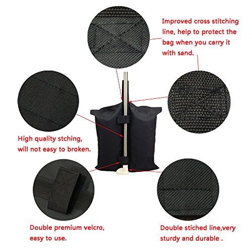 Grado Industrial Heavy Duty bolsa de pesos con doble costura, pierna pesos para Pop Up carpa peso bolsas de arena bolsa de pies al aire libre bolsa Negro.