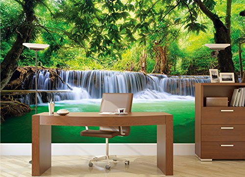 GREAT ART Mural De Pared Cuarto De Los Niños – Cascada Feng Shui – Mural Decoración Naturaleza Selva Paisaje Paraíso Vacaciones Tailandia Asia Bienestar SPA (336 x 238cm)