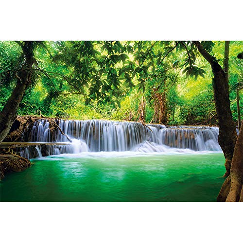 GREAT ART Mural De Pared Cuarto De Los Niños – Cascada Feng Shui – Mural Decoración Naturaleza Selva Paisaje Paraíso Vacaciones Tailandia Asia Bienestar SPA (336 x 238cm)