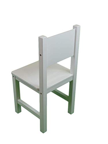 Greca Silla Infantil lacada. En Madera Maciza. Lacada Blanca. Medidas (Ancho/Fondo/Alto): 28.5 * 28 * 60 cms. Altura hasta Asiento: 30 cms. Fácil Montaje.