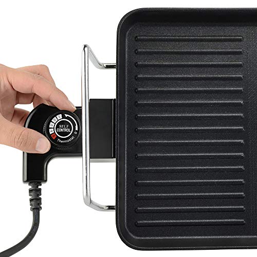 GRIDINLUX. Plancha Eléctrica de Asar. Grill cocina 1500W, Triple Capa Cerámica, Grill Antiadherente, Doble Zona, Salida de Grasas, Cocina Saludable, Comida Sana, Fácil Limpieza y Almacenaje