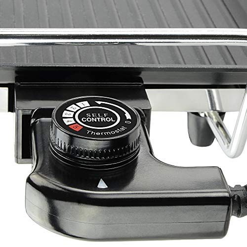 GRIDINLUX. Plancha Eléctrica de Asar. Grill cocina 1500W, Triple Capa Cerámica, Grill Antiadherente, Doble Zona, Salida de Grasas, Cocina Saludable, Comida Sana, Fácil Limpieza y Almacenaje