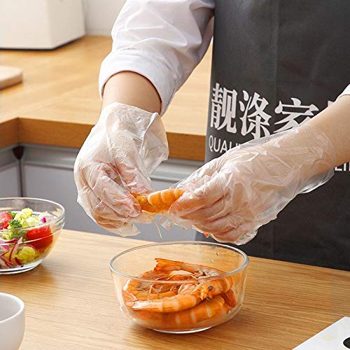 Guantes desechables de plástico para preparación de alimentos (200/400/1000 unidades),guantes desechables fruta y verdura, para Casa, Cocina, Jardín, Restaurante, talla única, transparentes