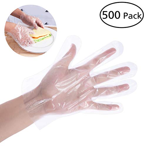 Guantes Desechables Guantes de Plástico Guantes de Servicio de Alimentos Guantes Transparentes Transparentes para Cocinar Manipulación de Alimentos 500 Piezas/Paquete