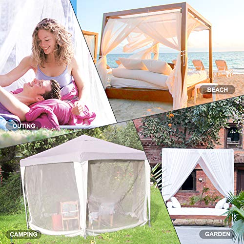 Gvoo Mosquitera Cama,Mosquitero Cuadrados con 4 Puertas para Interior y Exterior,Jardín,Viaje,Camping,Color Blanco,190 * 210 * 240cm