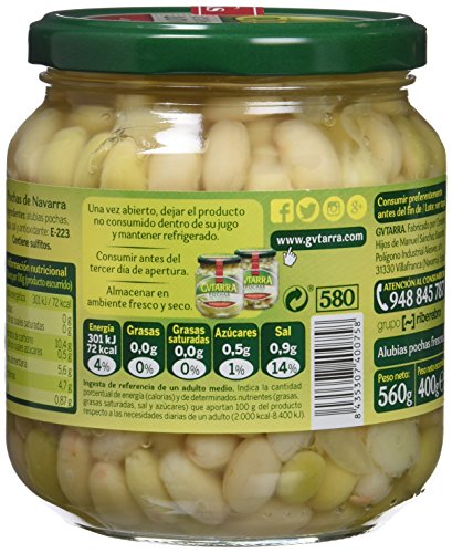 Gvtarra Pochas Cocida Verdura - Paquete de 6 x 400 gr - Total: 2400 gr