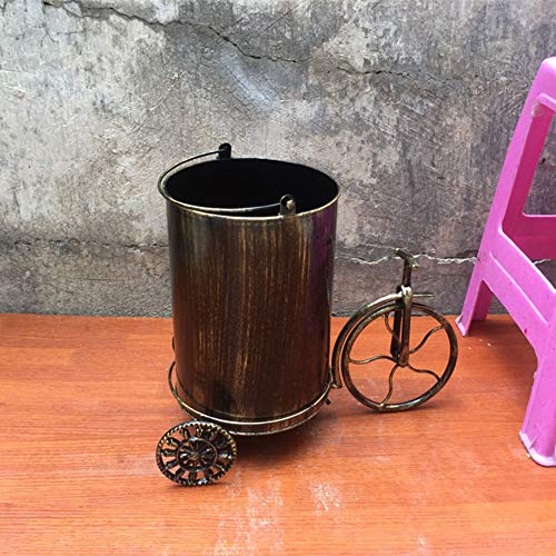 GWW Vintage Metal Cubo De Basura,Bar Creativo Cesta De Papel Usado Casa Americana Papeleras Sin Tapa con Asas-a 16x12inch(40x30cm)