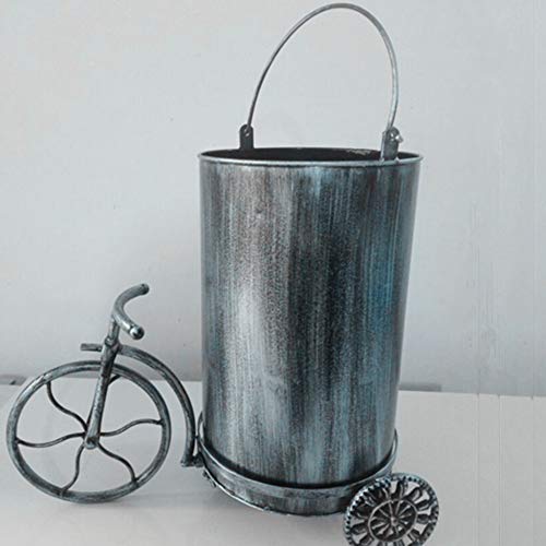 GWW Vintage Metal Cubo De Basura,Bar Creativo Cesta De Papel Usado Casa Americana Papeleras Sin Tapa con Asas-a 16x12inch(40x30cm)