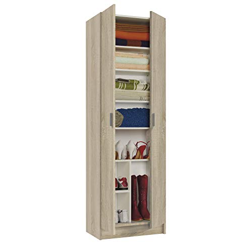 Habitdesign 007146F - Armario Zapatero Multiusos, Armario Auxiliar, Acabado en Color Roble Canadian, Medidas: 59 cm (Largo) x 180 cm (Alto) x 37 cm de (Fondo) (Roble Canadian)
