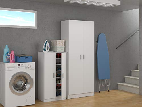 Habitdesign 007813O - Zapatero Armario Basic, Mueble Auxiliar Acabado en Color Blanco, Medidas: 108 x 55 x 36 cm de Fondo