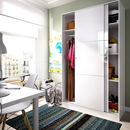 HABITMOBEL Armario Puertas correderas Altura Especial Barra para Colgar Color Blanco 204X120cm