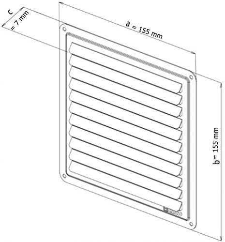 Haco - Rejilla de ventilación (acero inoxidable, 155 x 155 mm)