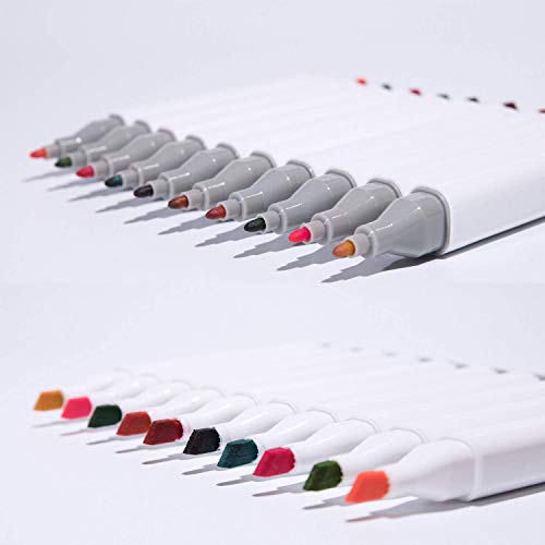 HanQix Marker Pen Set Dibujo rotulador Animación Boceto Marcadores Set de Doble Marcador de Punta para el Artista gráfico Manga marcadores de Cepillo (60)