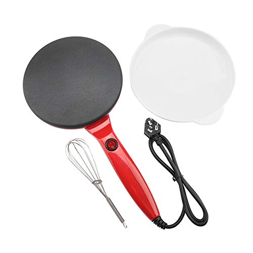 Haofy Máquina Eléctrica para Hacer Panqueques Sartenes para Crepes Antiadherente (Rojo)