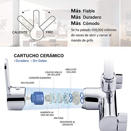 Hapilife Grifo Cocina Pared Monomando Grifo Fregadero Pared Grifo de Cocina de Pared Grifos de Cocina Grifos de Pared Grifo Cocina Doble Grifo Pared Cocina 15 cm Grifo Goratorio Alto Griferia Cocina
