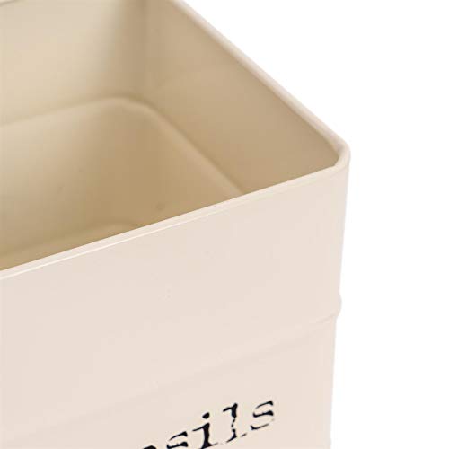 Harbour Housewares Utensilios de Cocina Industrial Holder - Estilo de Cocina de Acero de Almacenamiento del Carrito de la Vendimia - Crema