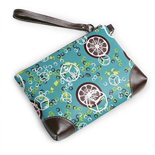 Hdadwy Bolso de mano con diseño de frutas, cubitos de hielo de limón y lima, cartera de cuero, cartera para mujer, bolso de mano para teléfono inteligente
