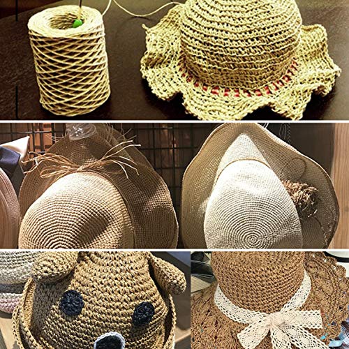 HEALLILY Cuerdas de hilo de cinta de papel de rafia cuerda de embalaje natural para regalos de festival envoltura tejiendo gorro de sombrero decoración de arcos 200 m (café)